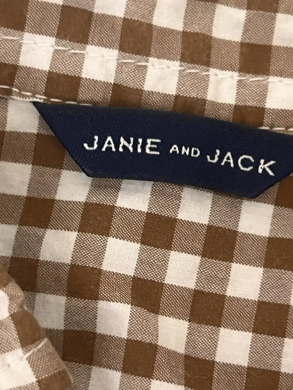 Janie and Jack Button Down Shirt Kids Brown Gingham Plaid Classic SIZE 2T